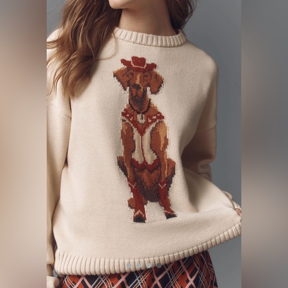 Anthropologie Sweaters - Anthropologie Porridge Western Jolene Dog Cowboy Pullover Sweater Size XS NWT